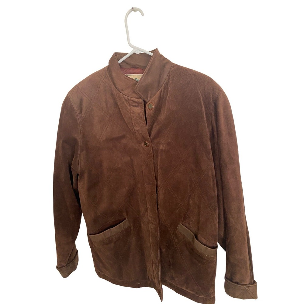 LL Bean‎ Suede Jacket Women's Medium Vintage Coat Brown Leather Lined 0904